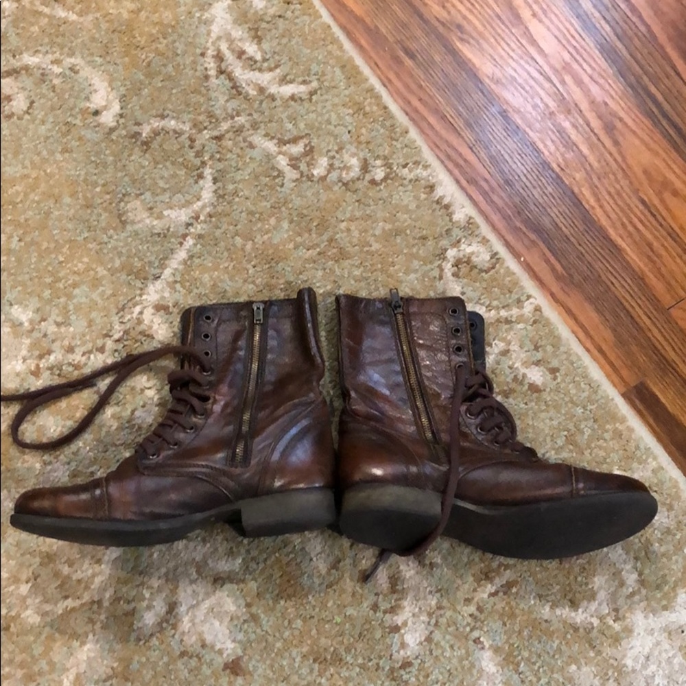 Brown combat boots